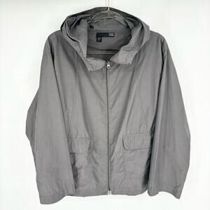 Eileen Fisher Water‎ Resistant Nylon Hooded Jacket Size Medium Windbreaker Gray